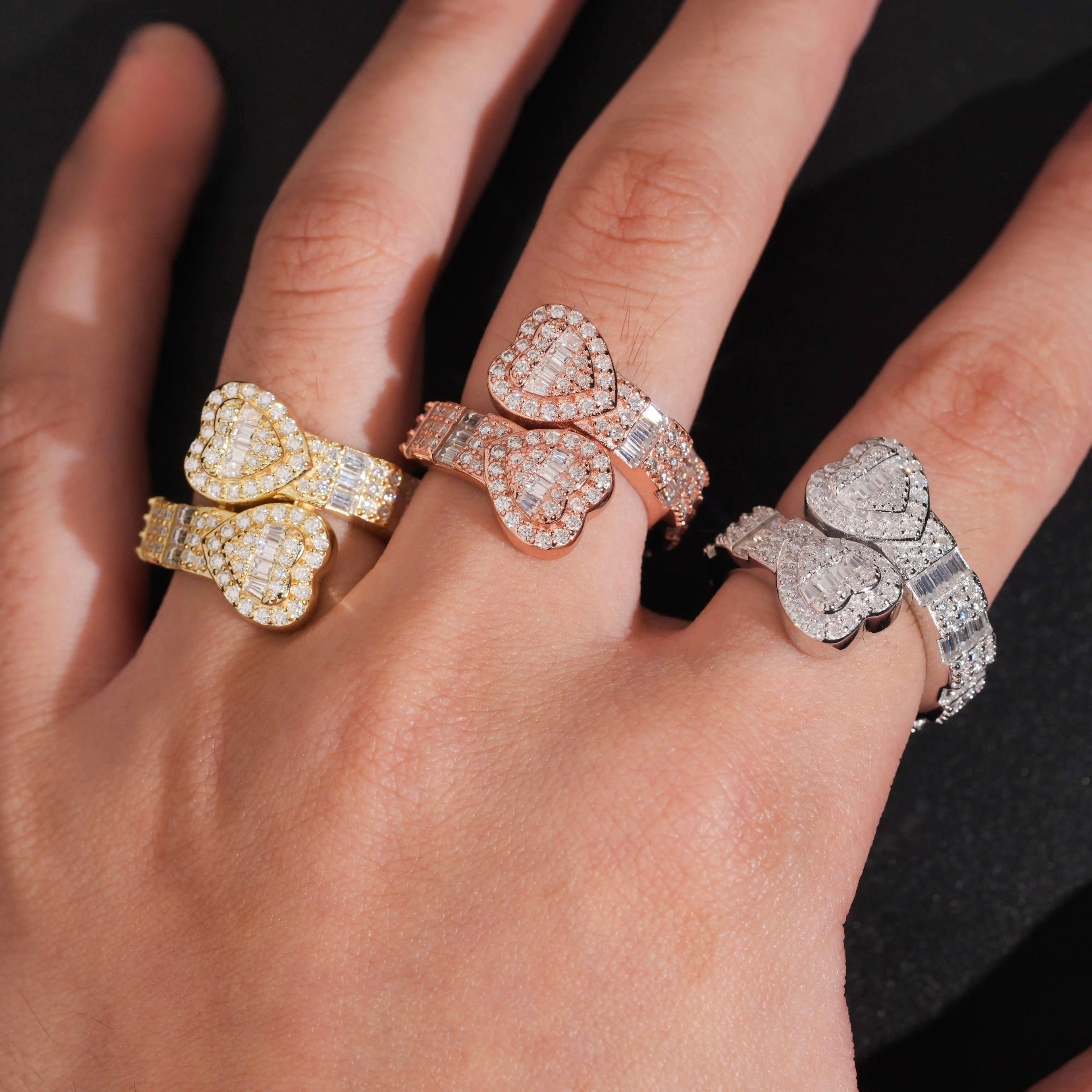 Hearts Ring Moissanite Silver S925 + Rhodium