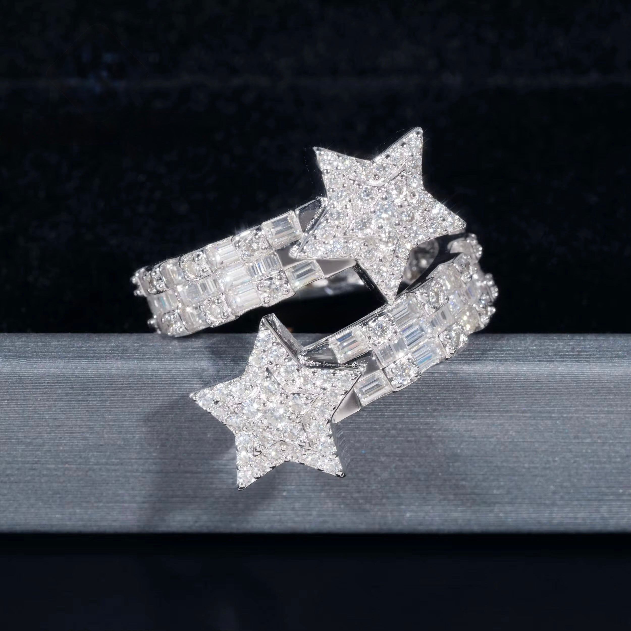 Star Ring Moissanite Silver S925 + Rhodium