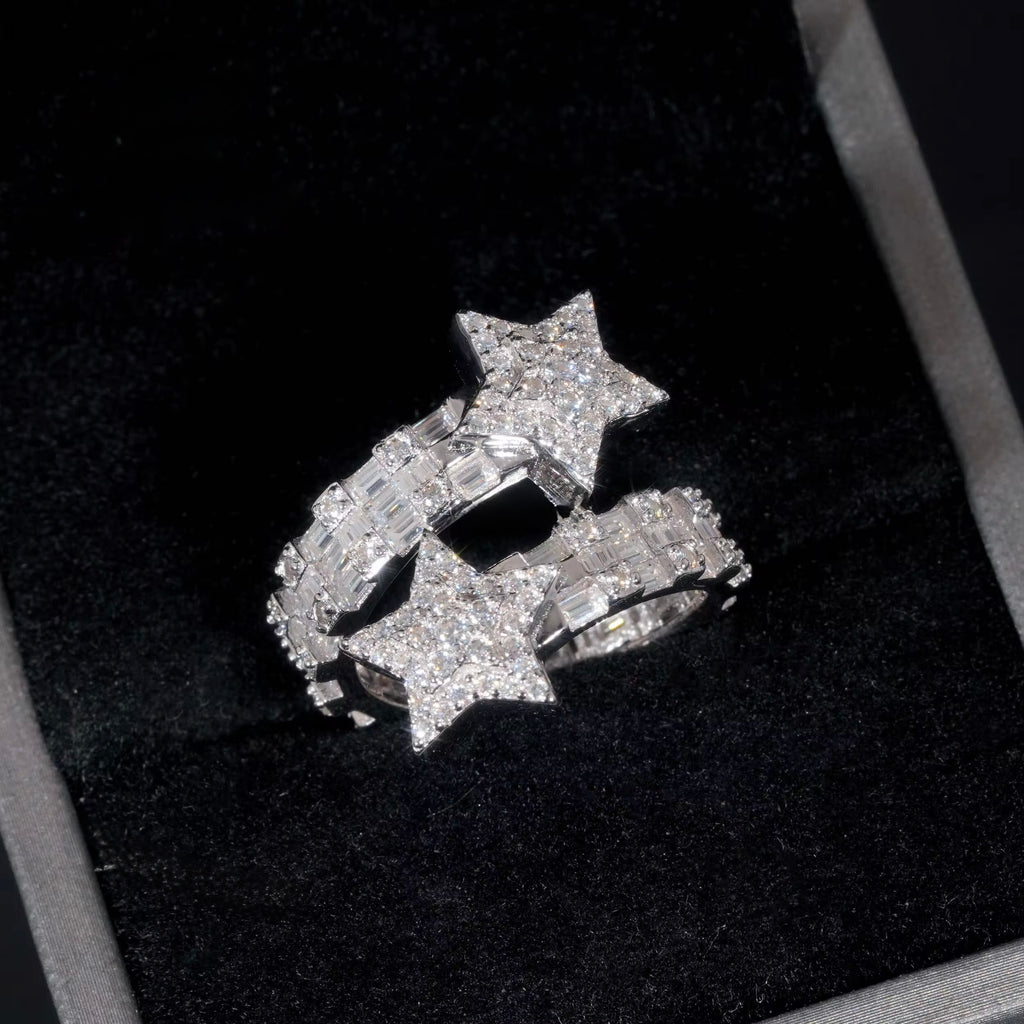 Star Ring Moissanite Silver S925 + Rhodium