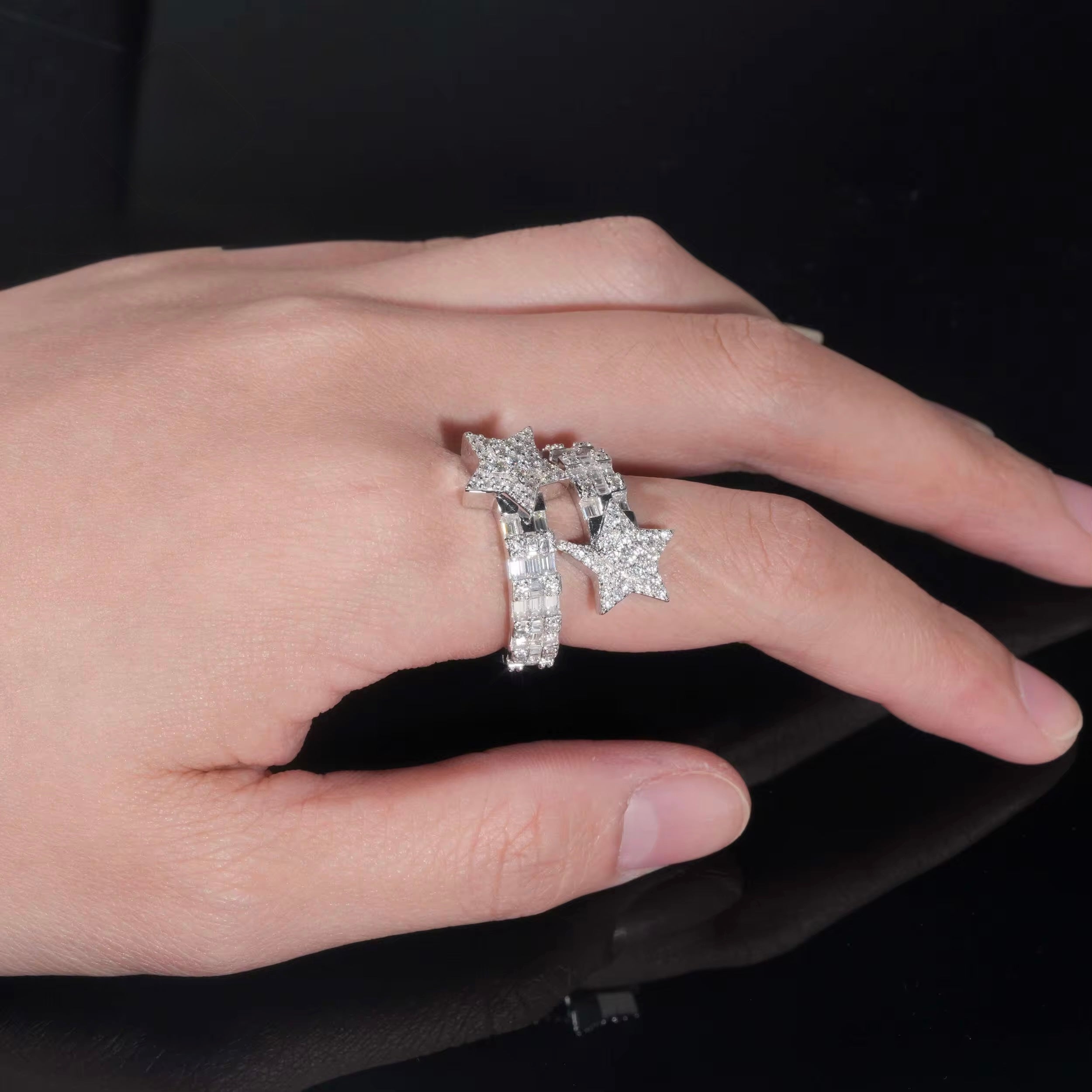 Star Ring Moissanite Silver S925 + Rhodium