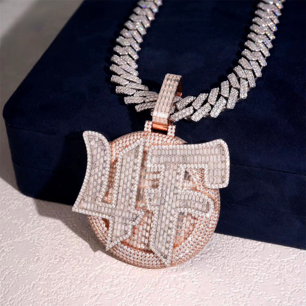 4F Custom Pendant Moissanite Silver S925 + Rhodium Passes Diamond Icedout Bussdown