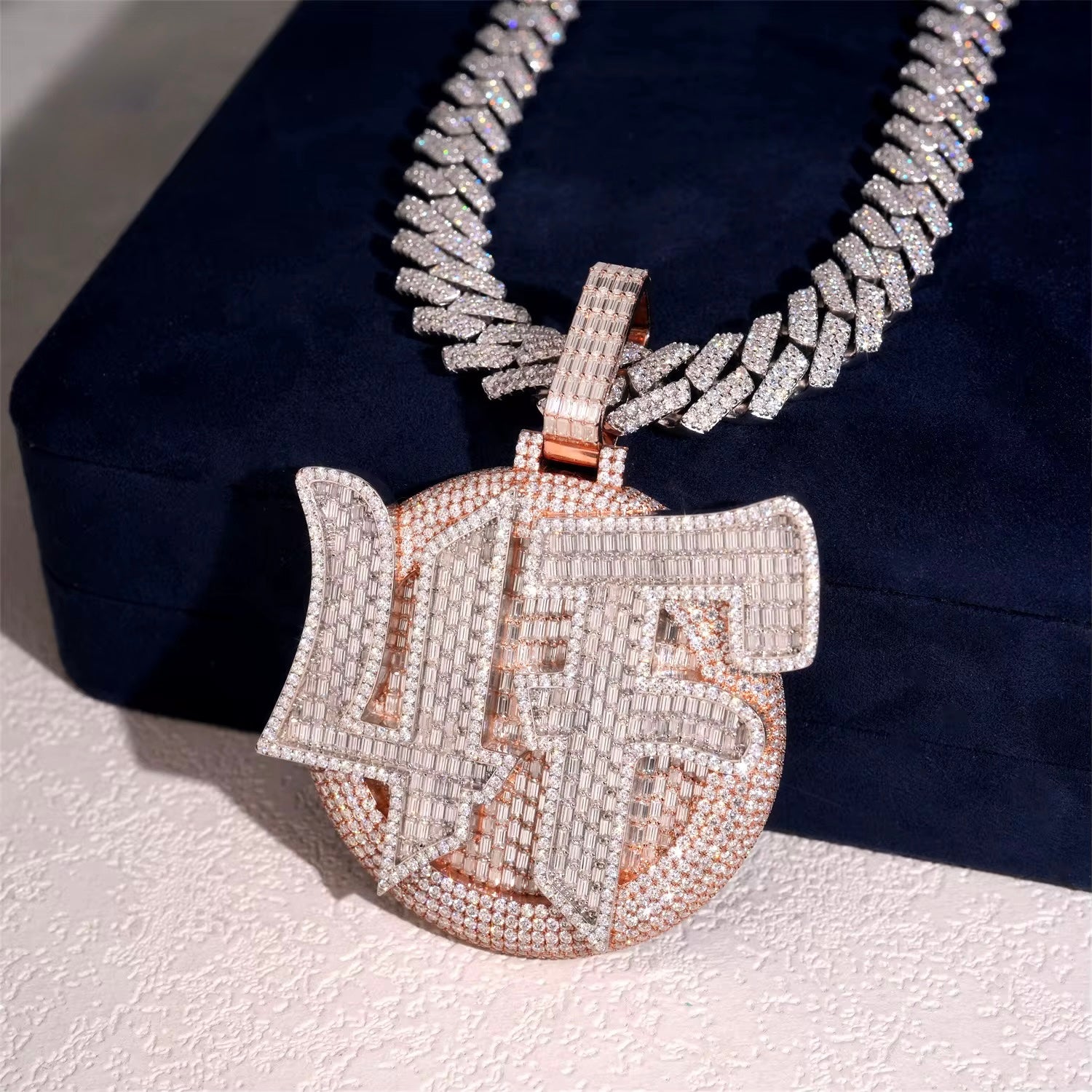 4F Custom Pendant Moissanite Silver S925 + Rhodium Passes Diamond Icedout Bussdown