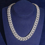 15mm Cuban Chain Pavé / Mosaic Setting, Moissanite, 925 Silver | FAZE Jewelry