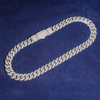 15mm Cuban Chain Pavé / Mosaic Setting, Moissanite, 925 Silver | FAZE Jewelry