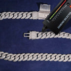 15mm Cuban Chain Pavé / Mosaic Setting, Moissanite, 925 Silver | FAZE Jewelry