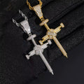 Cross Pendant Moissanite Silver S925 + Rhodium Passes Diamond Icedout Bussdown