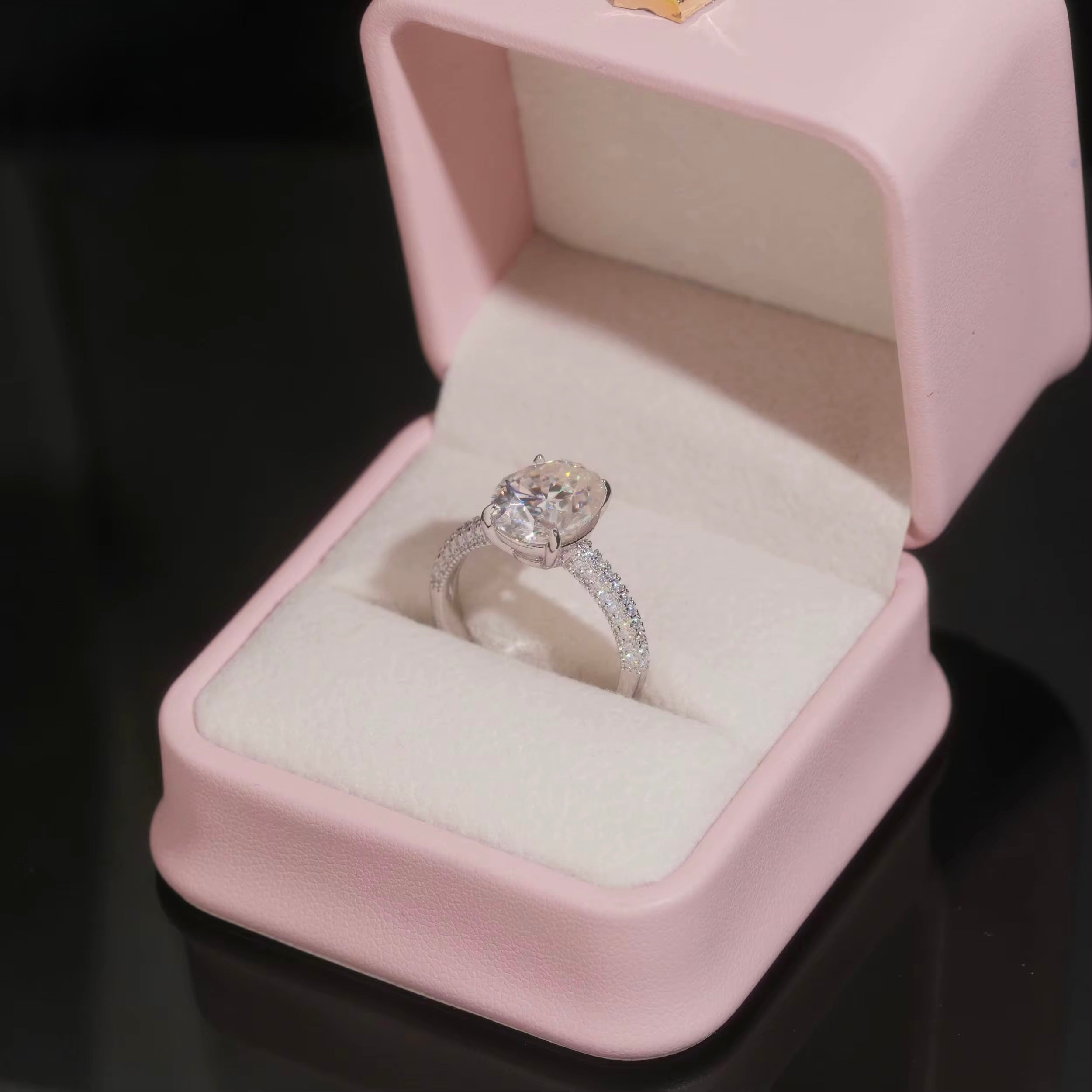 Womens Engagement Ring Moissanite Silver S925 + Rhodium Passes Diamond Icedout Bussdown