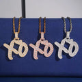 XO Pendant Moissanite Silver S925 + Rhodium Passes Diamond Icedout Bussdown