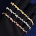 Cross Bracelet Moissanite Silver S925 + Rhodium Passes Diamond Icedout Bussdown