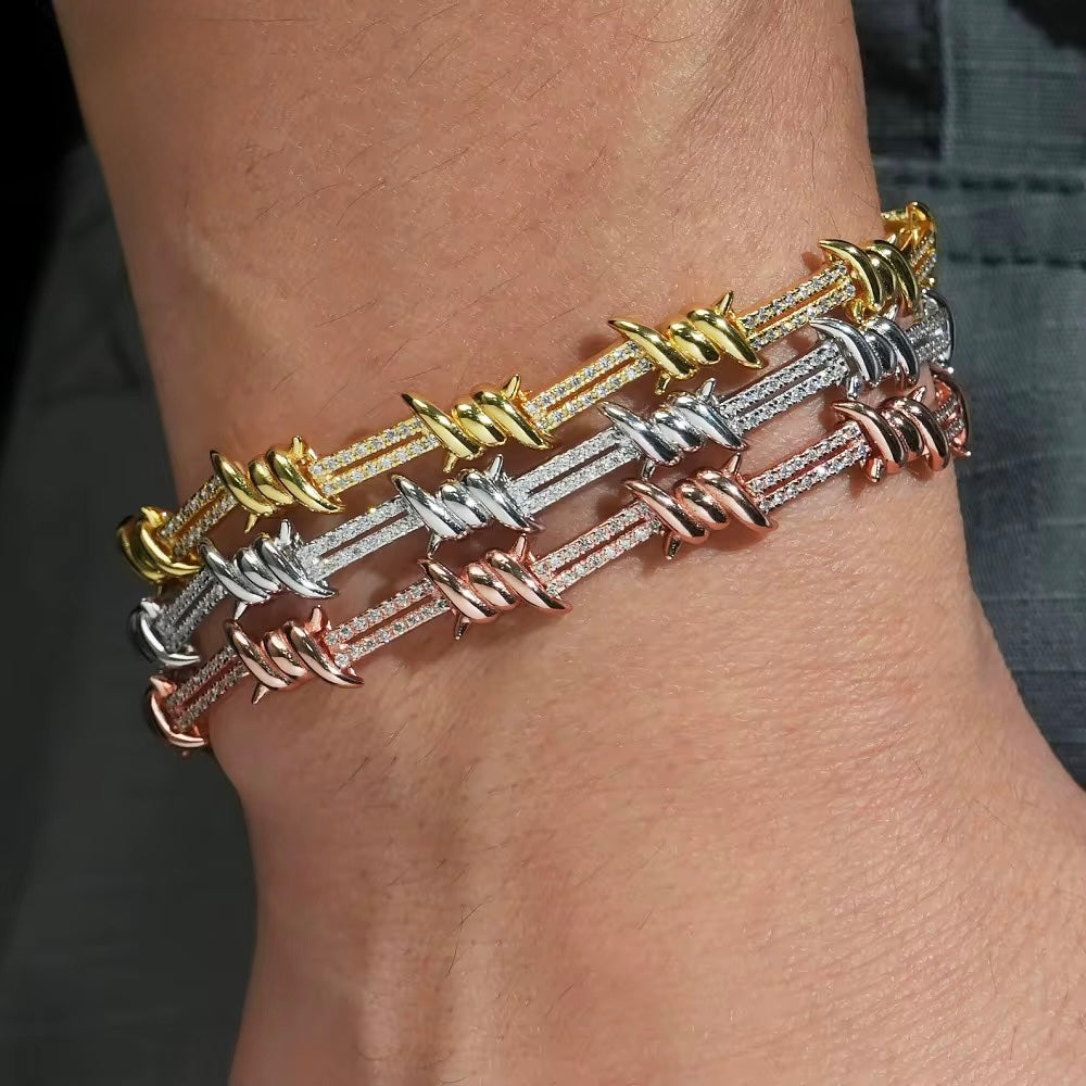 Cross Bracelet Moissanite Silver S925 + Rhodium Passes Diamond Icedout Bussdown