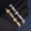 Cross Bracelet Moissanite Silver S925 + Rhodium Passes Diamond Icedout Bussdown