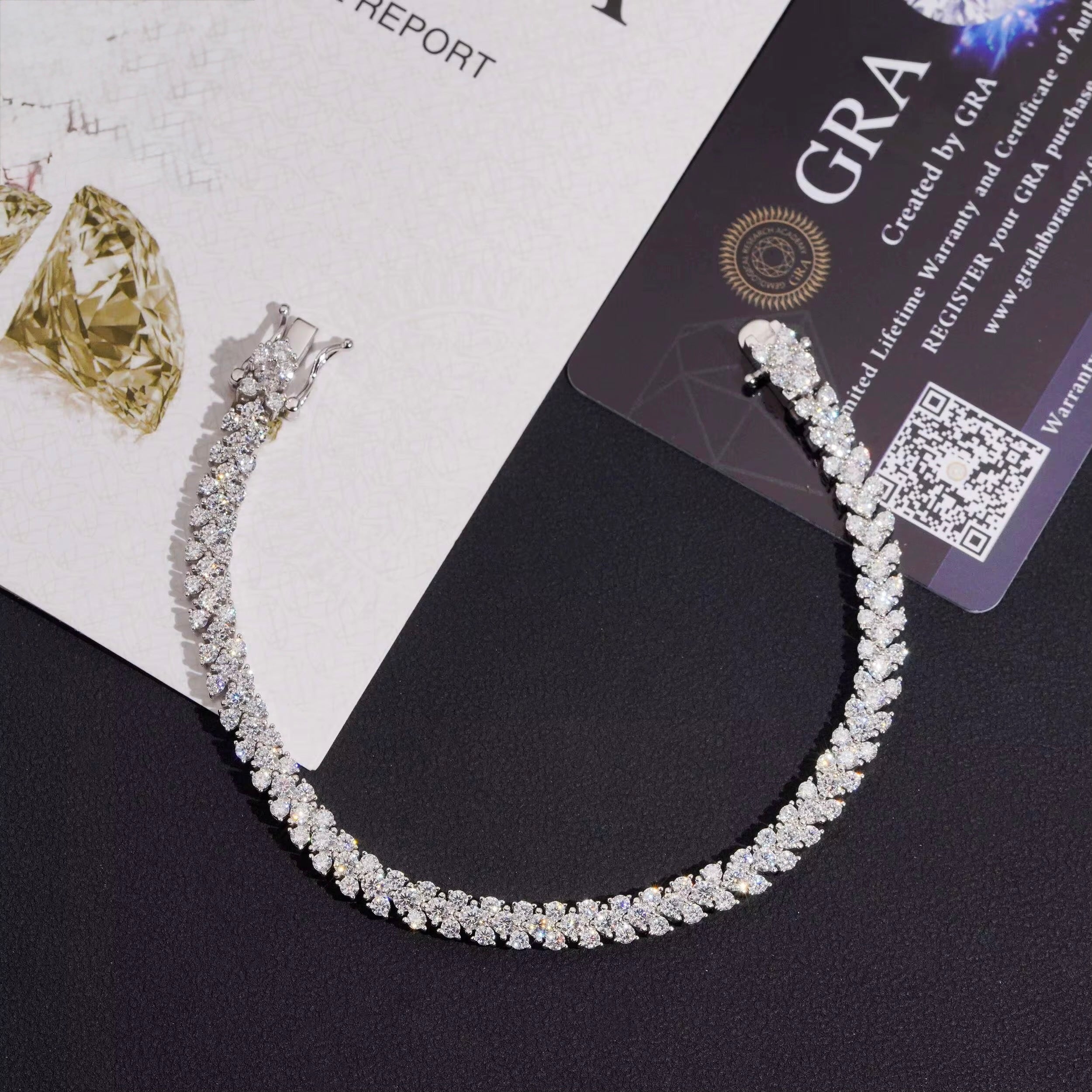 3 Row Bracelet Moissanite Silver S925 + Rhodium Passes Diamond Icedout Bussdown