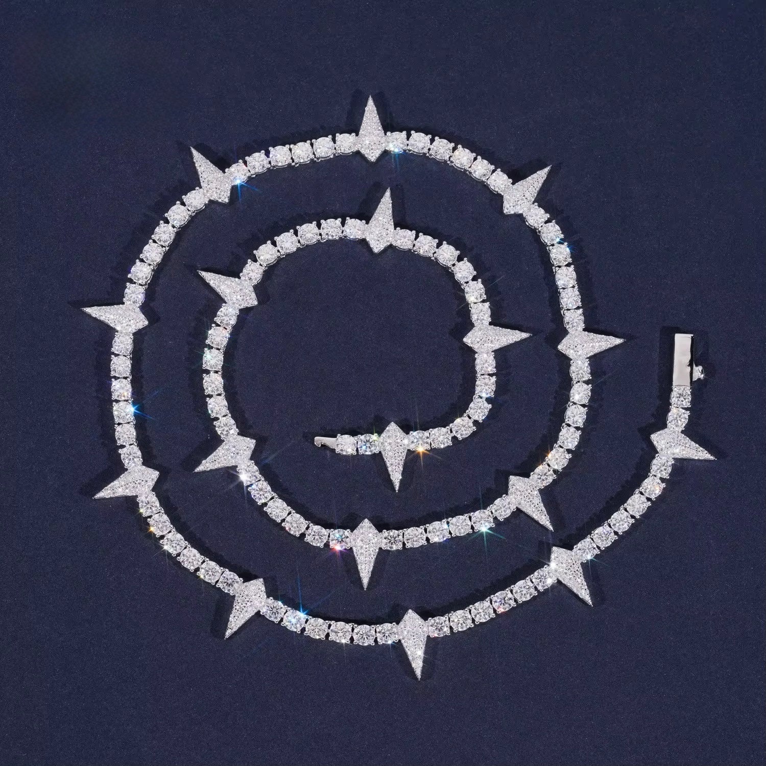 Pointers Chain Moissanite Silver S925 + Rhodium Passes Diamond Icedout Bussdown