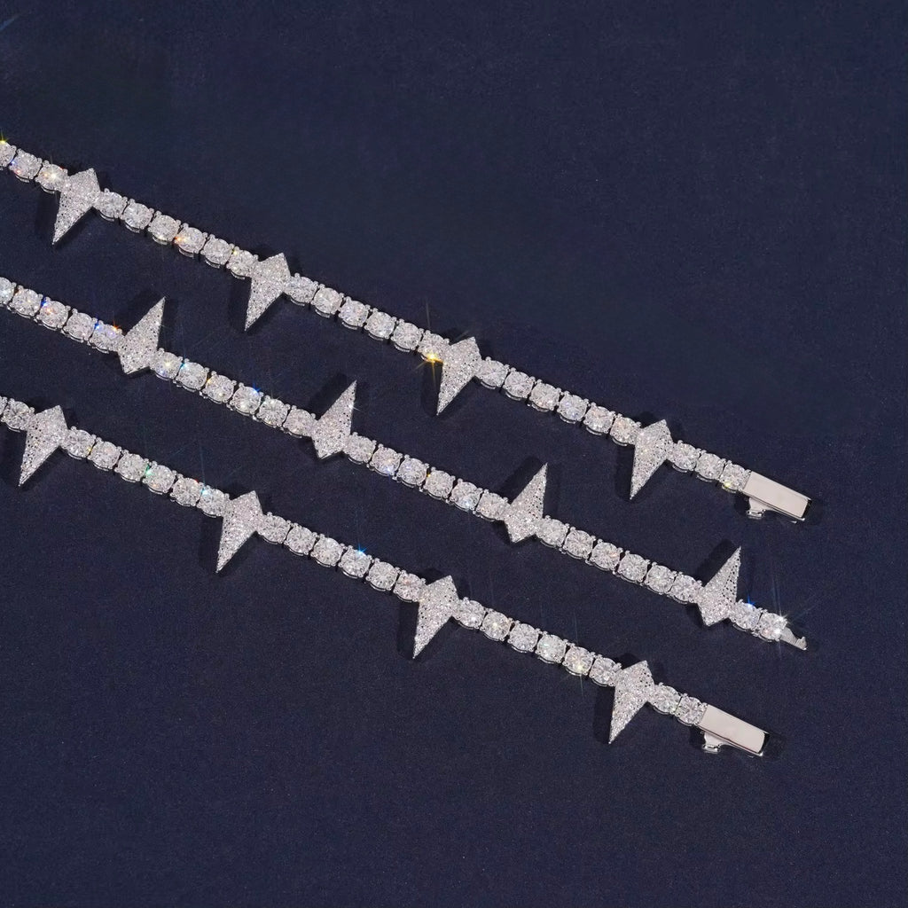 Pointers Chain Moissanite Silver S925 + Rhodium Passes Diamond Icedout Bussdown