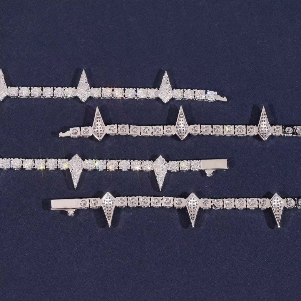 Pointers Chain Moissanite Silver S925 + Rhodium Passes Diamond Icedout Bussdown
