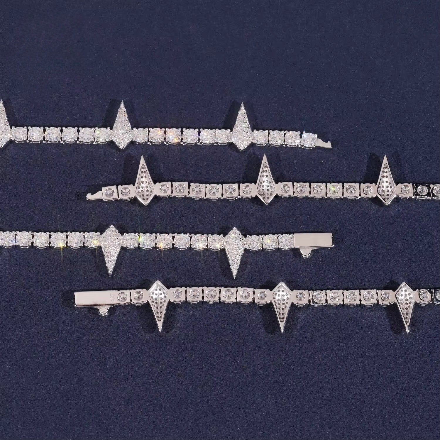 Pointers Chain Moissanite Silver S925 + Rhodium Passes Diamond Icedout Bussdown