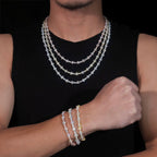 3mm Cluster Chain, Moissanite, 925 Silver | FAZE Jewelry