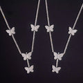 Butterfly Chain Moissanite Silver S925 + Rhodium Passes Diamond Icedout Bussdown