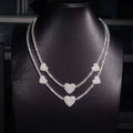 Heart Chain Moissanite Silver S925 + Rhodium Passes Diamond Icedout Bussdown