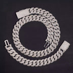 18mm Cuban Bracelet Pavé Silver Frame Setting — Moissanite, 925 Silver