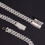 12mm Cuban Bracelet Prong Setting — Moissanite, 925 Silver