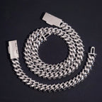 12mm Cuban Chain Prong Setting, Moissanite, 925 Silver | FAZE Jewelry