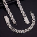 12MM Cuban Chain Prong Setting Moissanite Silver S925 + Rhodium Passes Diamond Icedout Bussdown