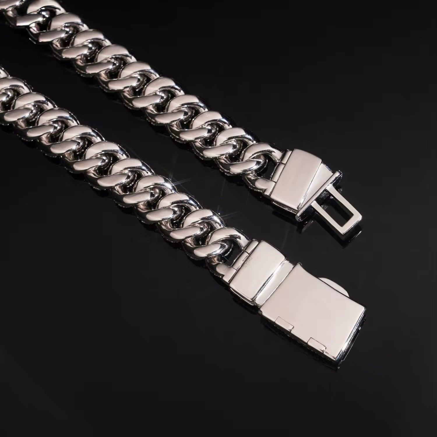 12MM Cuban Chain Pave Flower Setting NEW LOCK Moissanite Silver S925 + Rhodium Passes Diamond Icedout Bussdown