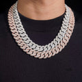 15MM Cuban Chain Pave Mosaic Setting NEW LOCK Moissanite Silver S925 + Rhodium Passes Diamond Icedout Bussdown