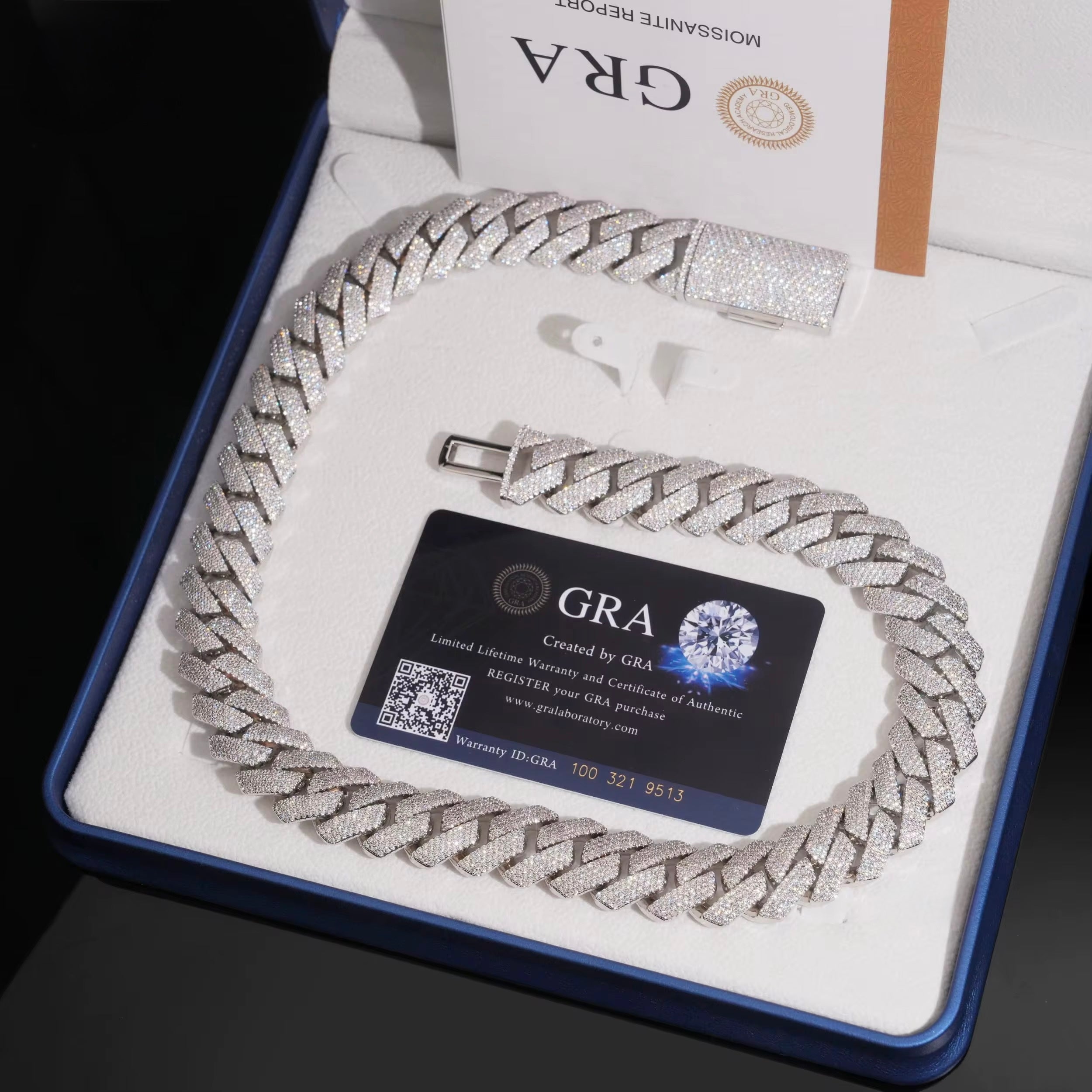 18MM Cuban Chain Honeycomb Setting Moissanite Silver S925 + Rhodium Passes Diamond Icedout Bussdown