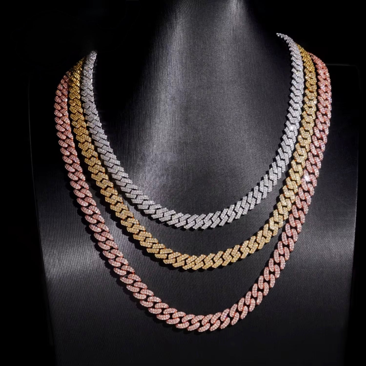 8MM Cuban Chain Prong Setting Moissanite Silver S925 + Rhodium Passes Diamond Icedout Bussdown