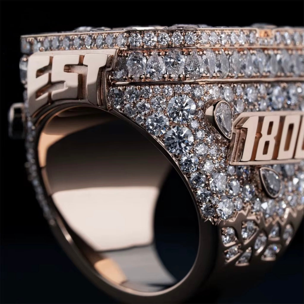 Custom Ring Moissanite Silver S925 + Rhodium Passes Diamond Icedout Bussdown