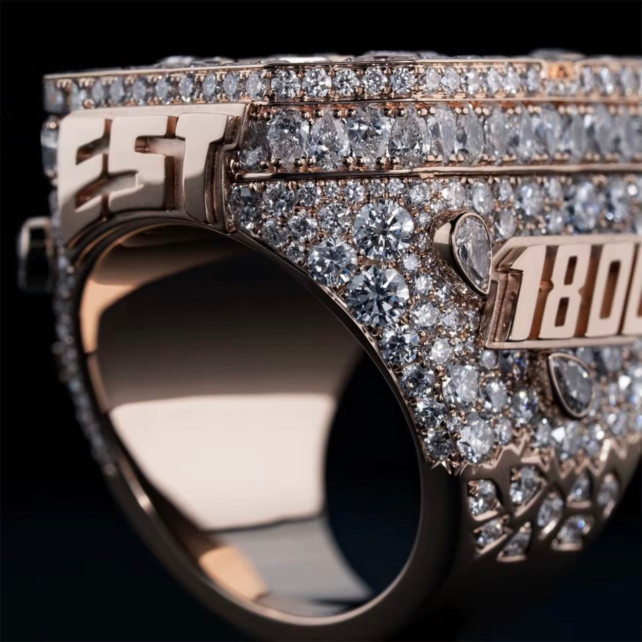 Custom Ring Moissanite Silver S925 + Rhodium Passes Diamond Icedout Bussdown