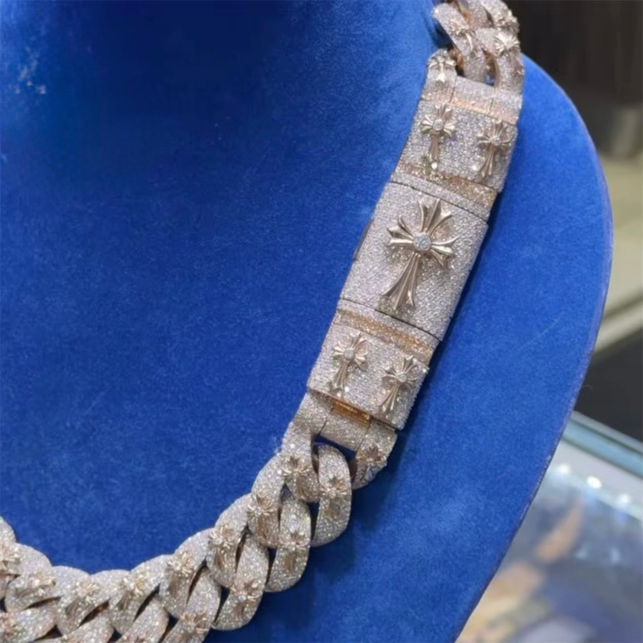 18MM Cuban Chain Bumper to Bumper Setting Moissanite Silver S925 + Rhodium Passes Diamond Icedout Bussdown