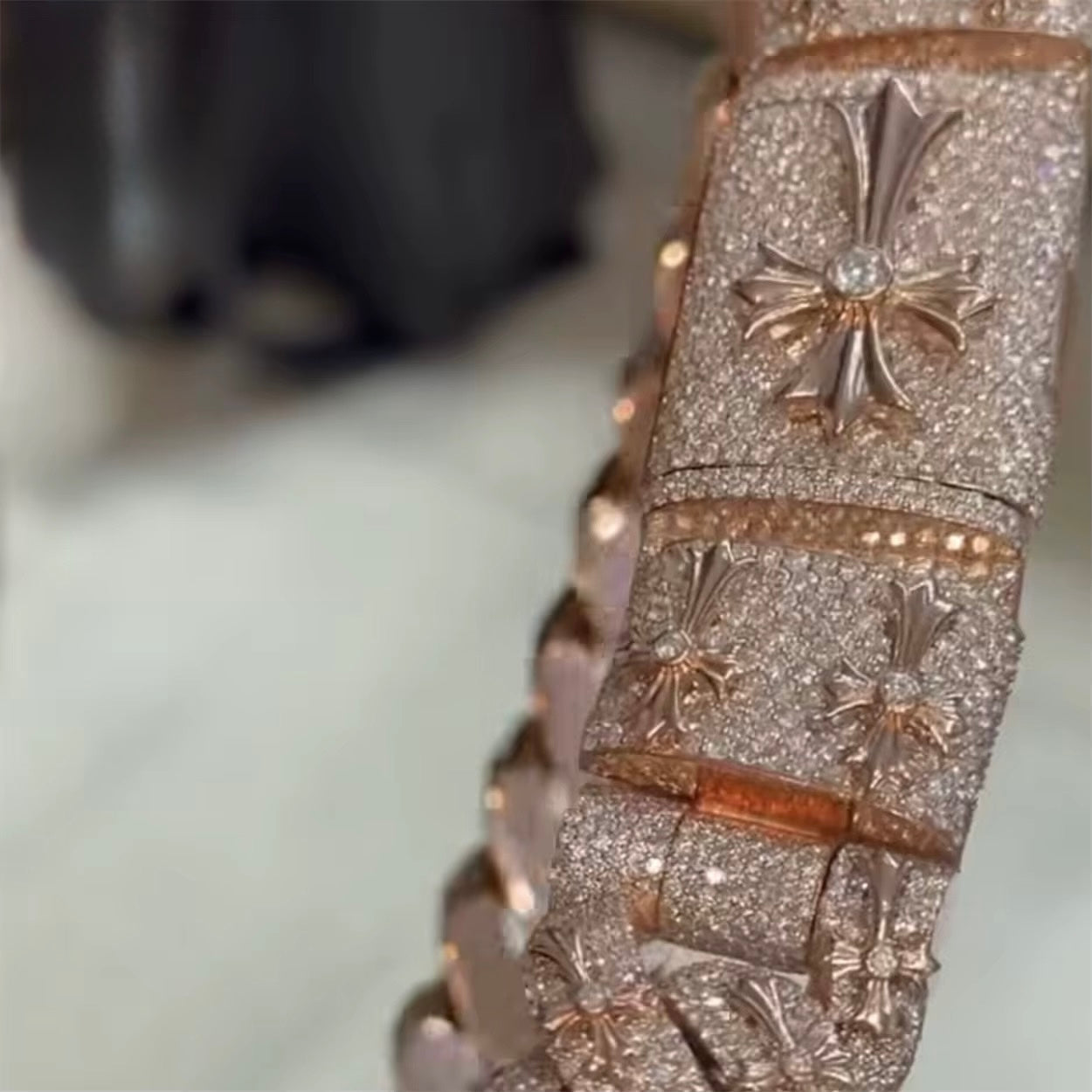 18MM Cuban Chain Bumper to Bumper Setting Moissanite Silver S925 + Rhodium Passes Diamond Icedout Bussdown