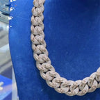 18mm Cuban Chain Bumper to Bumper Setting, Moissanite, 925 Silver | FAZE Jewelry
