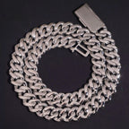 15mm Cuban Chain Pavé Raised Stones Setting, Moissanite, 925 Silver | FAZE Jewelry