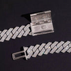 15mm Cuban Chain Honeycomb Setting, Moissanite, 925 Silver | FAZE Jewelry