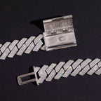 15mm Cuban Bracelet Honeycomb Setting — Moissanite, 925 Silver