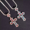 Cross Color Pendant Moissanite Silver S925 + Rhodium Passes Diamond Icedout Bussdown
