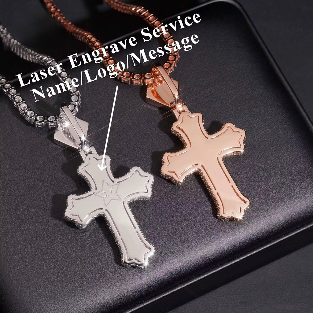 Cross Color Pendant Moissanite Silver S925 + Rhodium Passes Diamond Icedout Bussdown