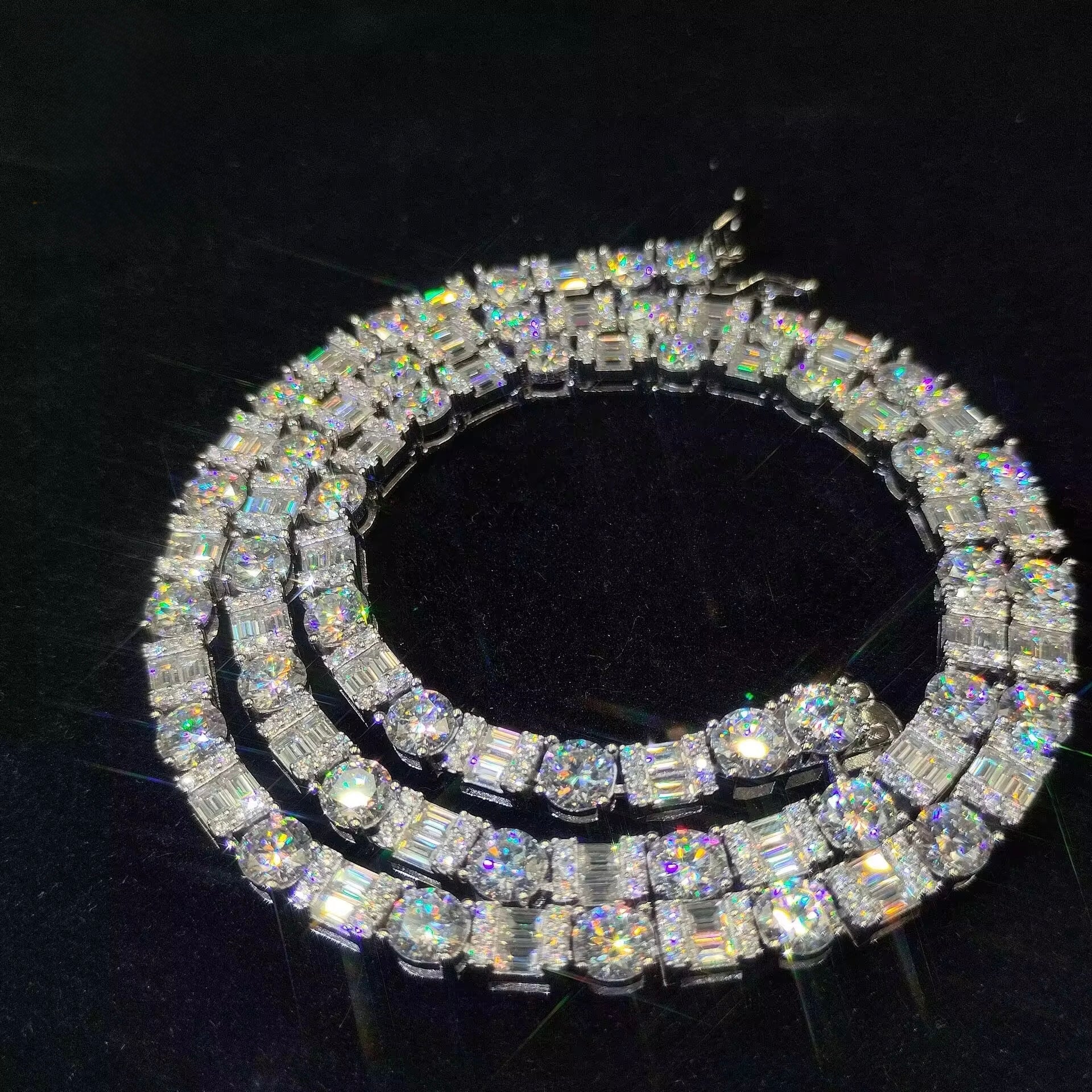 5MM Tennis + Baguette Chain Moissanite Silver S925 + Rhodium
