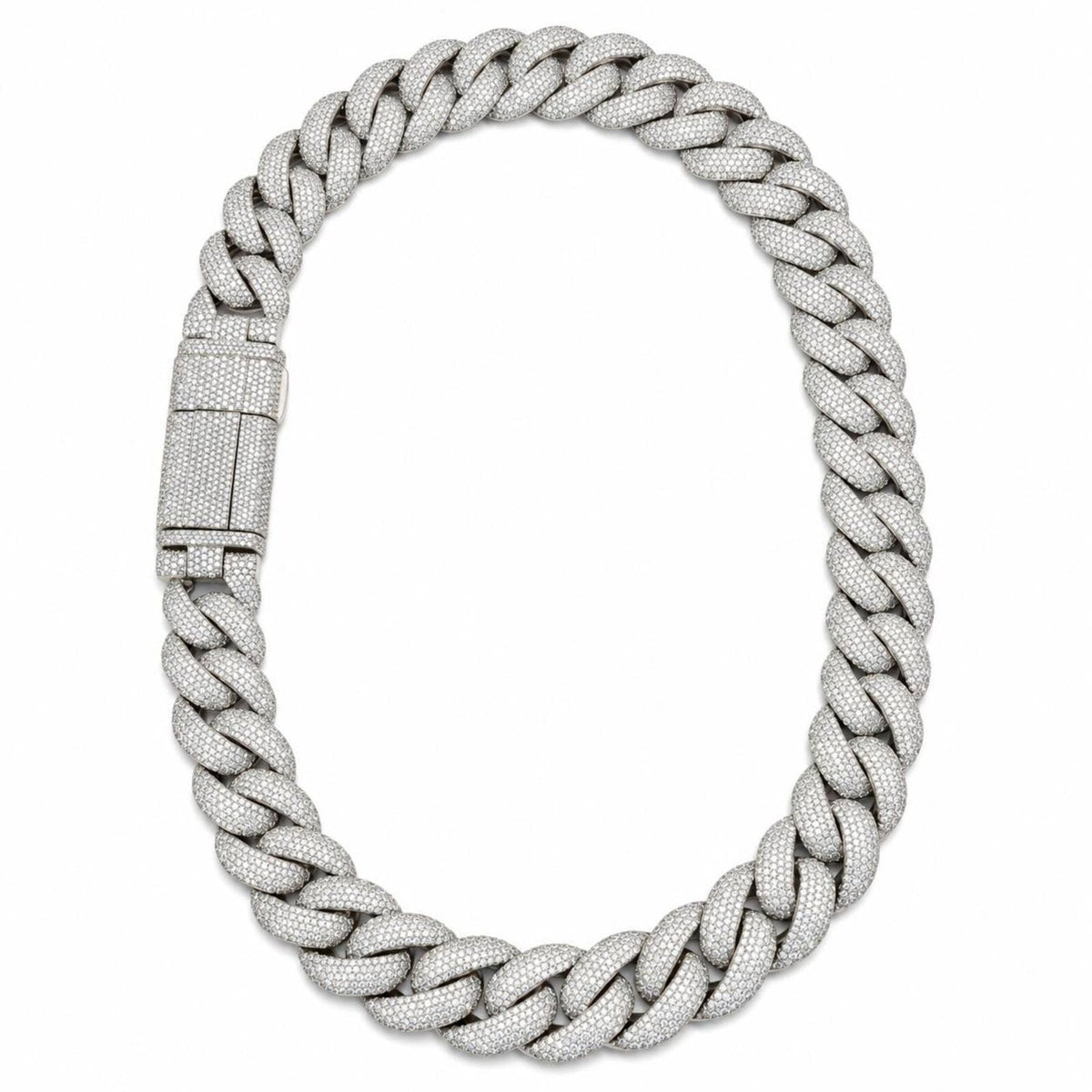 20mm Cuban Chain Bumper to Bumper — Moissanite, Zinc