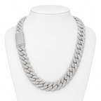 12mm Cuban Chain Prong Setting — Moissanite, 925 Silver