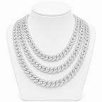 10mm Cuban Chain Pavé Setting — Moissanite, 925 Silver