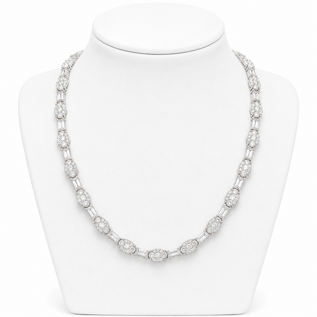 4mm Tennis Baguette Centerstone Chain — Moissanite, 925 Silver