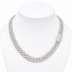 12mm Cuban Chain Prong Setting — Moissanite, 925 Silver