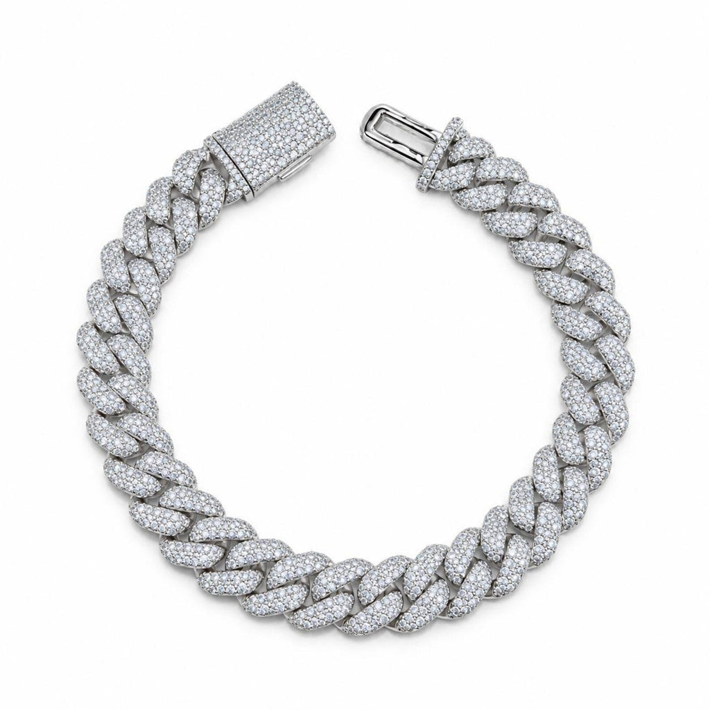 8mm Cuban Bracelet Pavé — Moissanite, Zinc