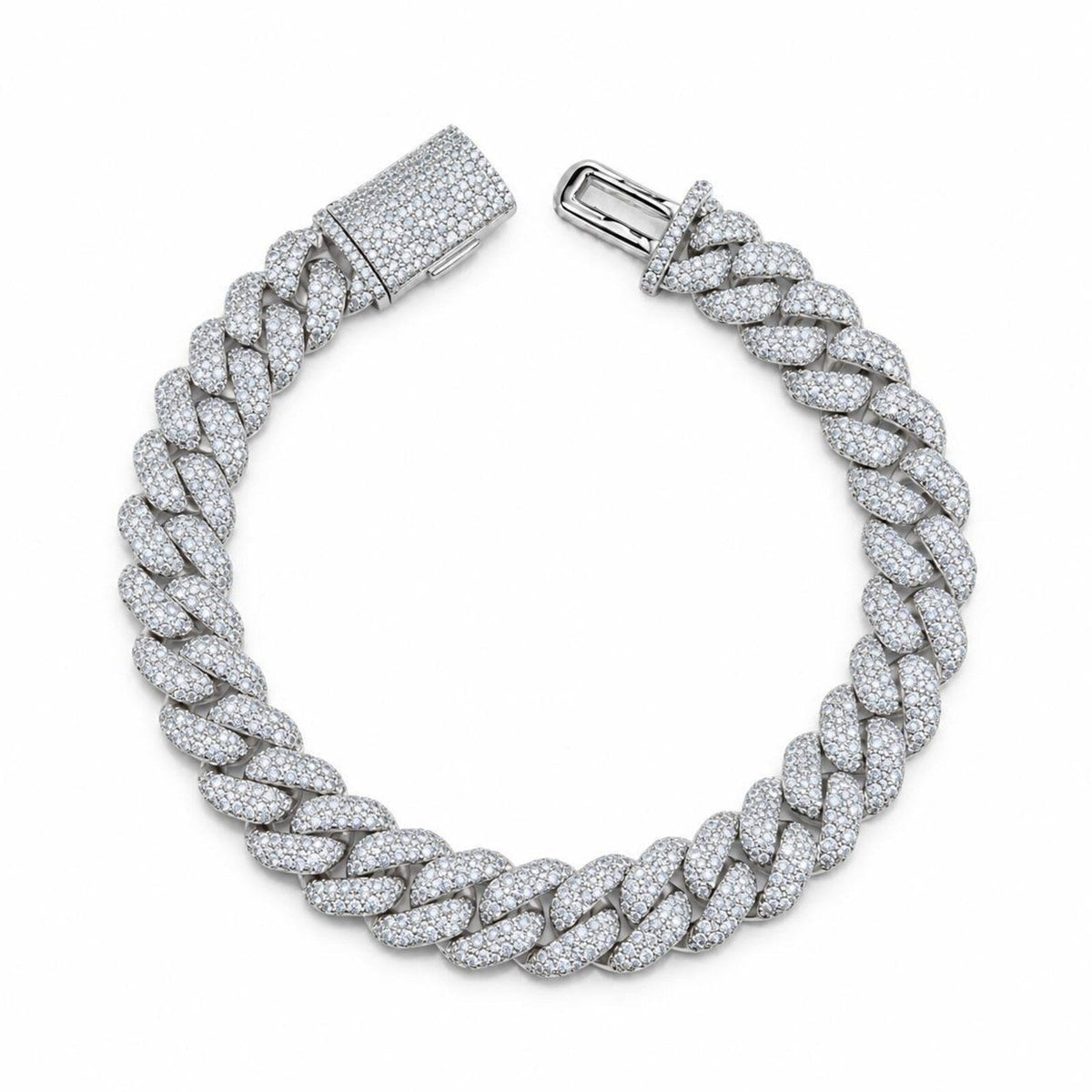 8mm Cuban Bracelet Pavé — Moissanite, Zinc