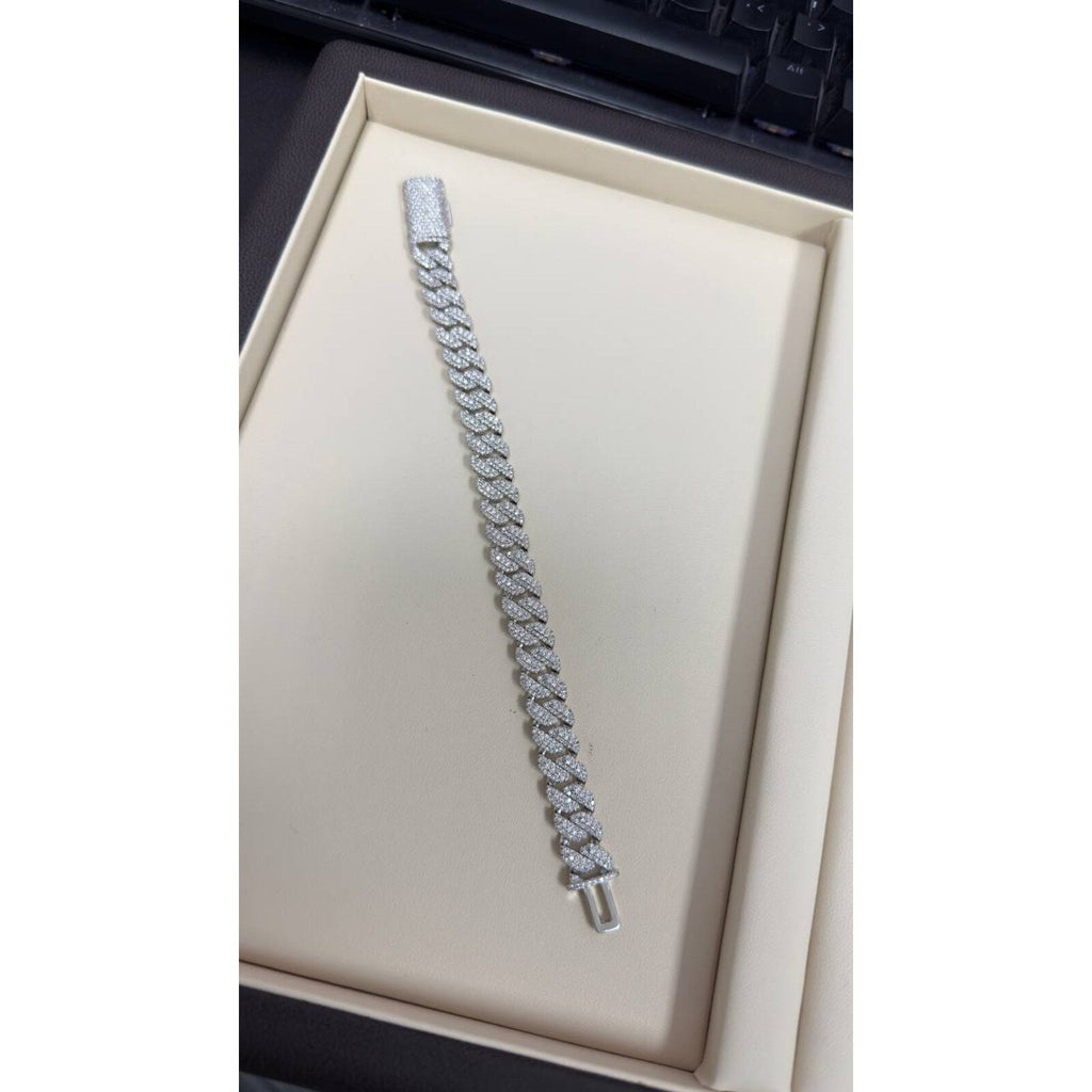 8mm Cuban Bracelet Pavé — Moissanite, Zinc